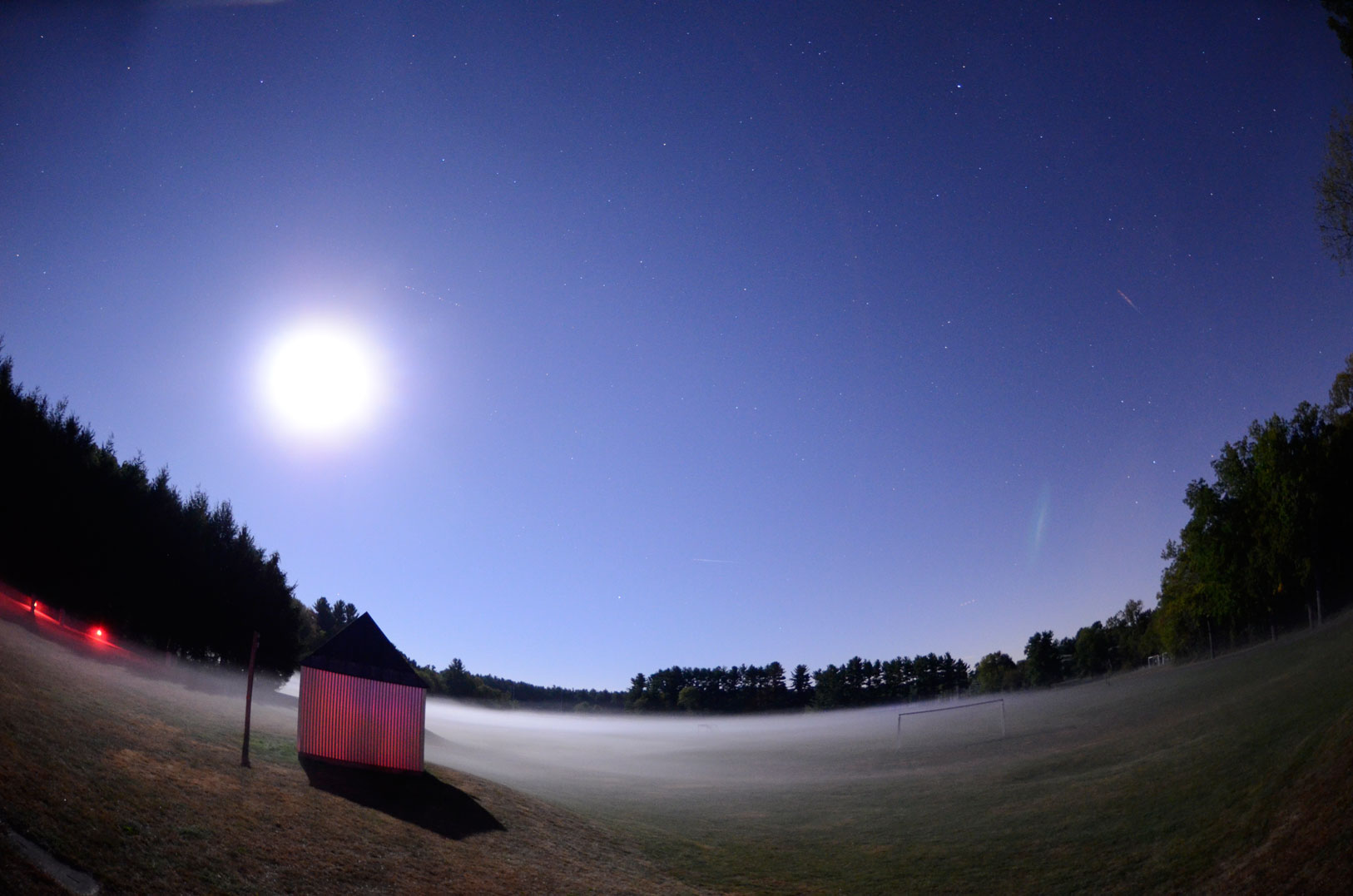 Fields and Fog with Full Moon