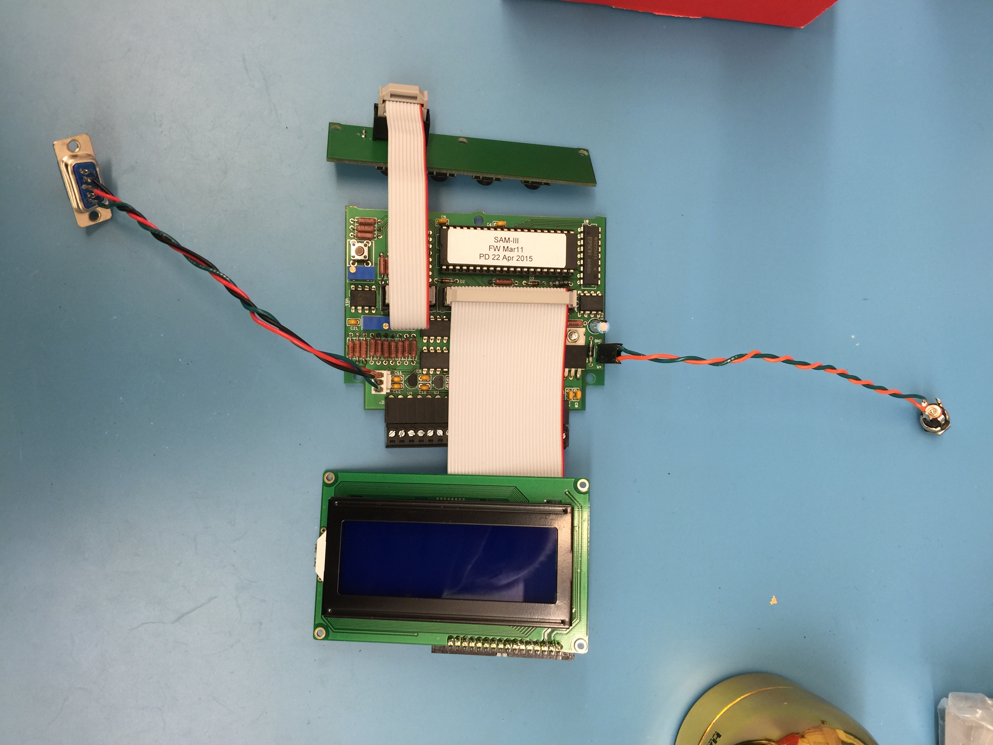 The boards and keyboard attached for testing