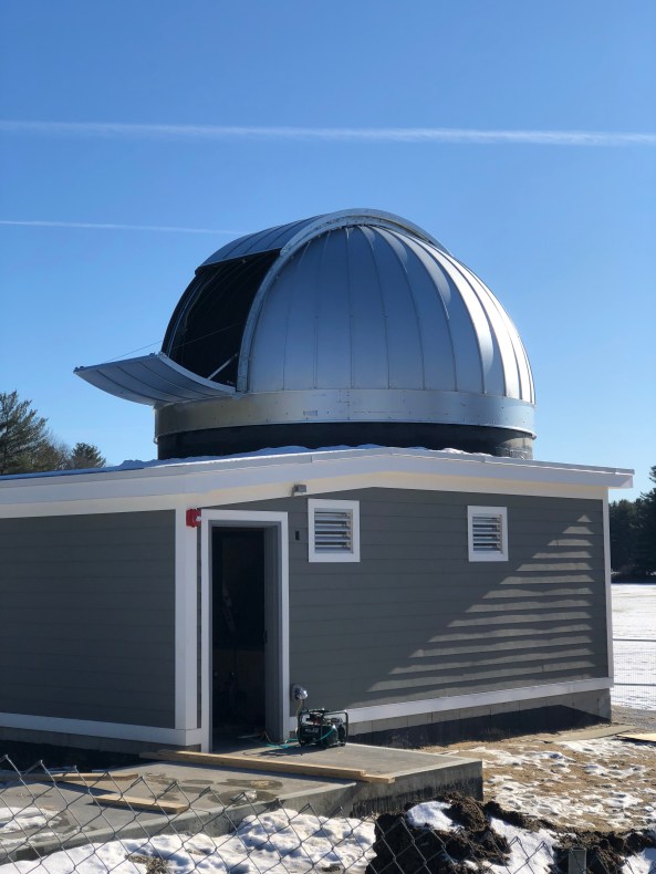 Exterior view with the lower shutter open and the dome rotated to point north. 